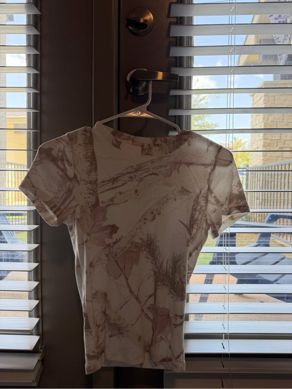 Hollister White And Tan Camo Baby Tee